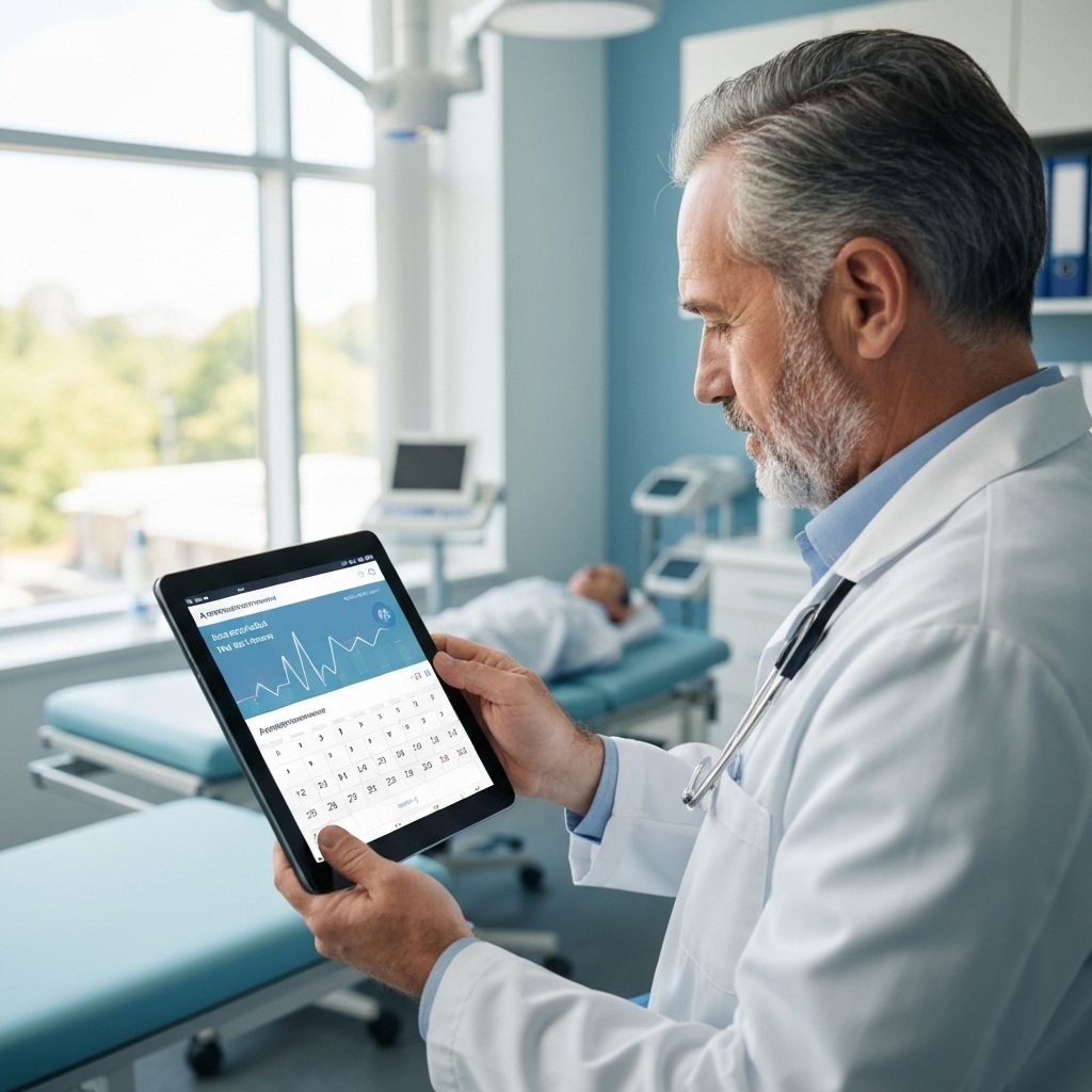 Healthcare professional managing appointments with ELMONTS
